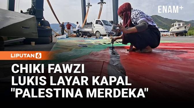 Lukis Layar Kapal Kemanusiaan Flotilla Bawa Pesan Palestina Merdeka oleh Chiki Fawzi
